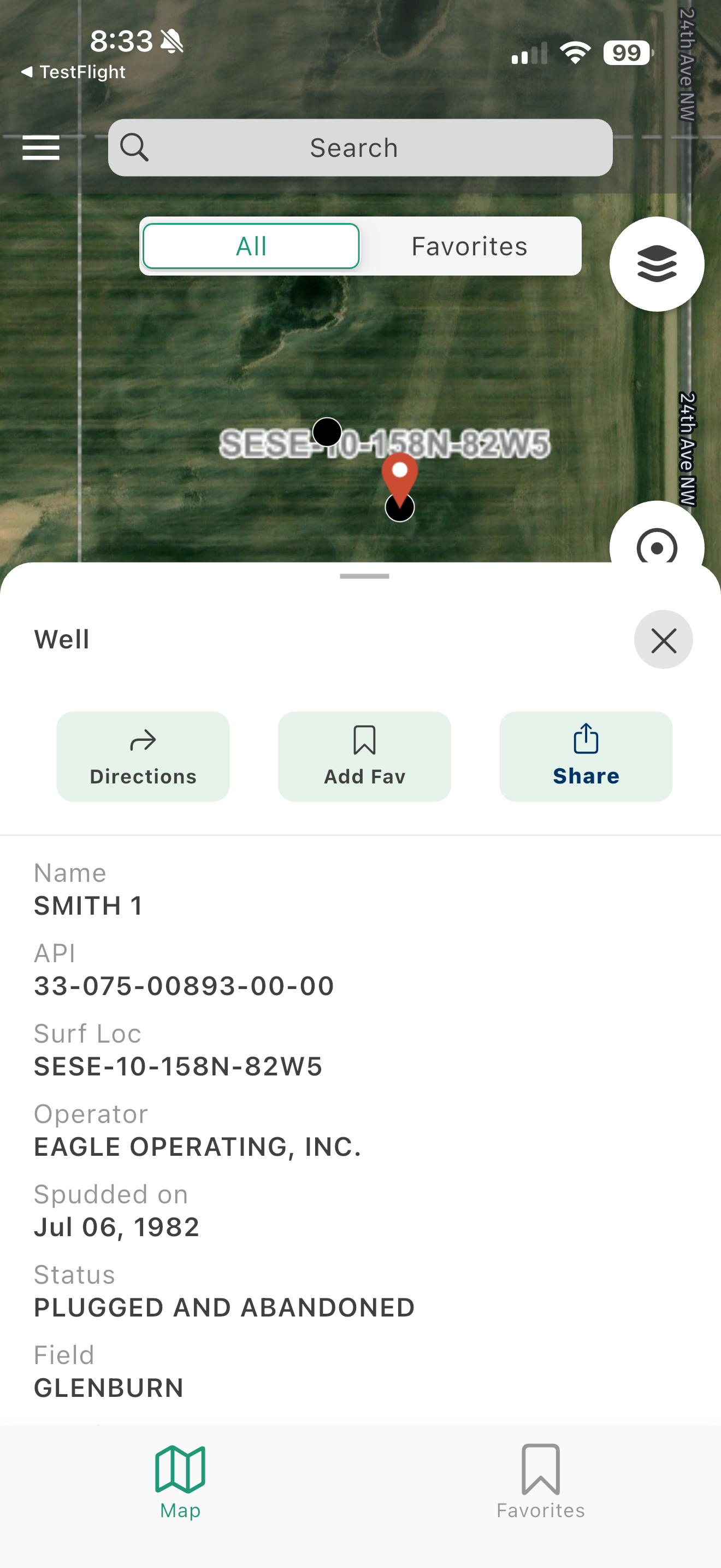Well Finder mobile app screenshot